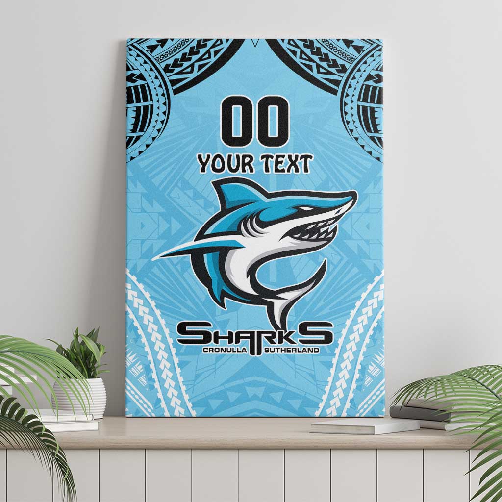 Sharks Rugby Custom Canvas Wall Art With Polynesian Style