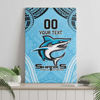 Sharks Rugby Custom Canvas Wall Art With Polynesian Style