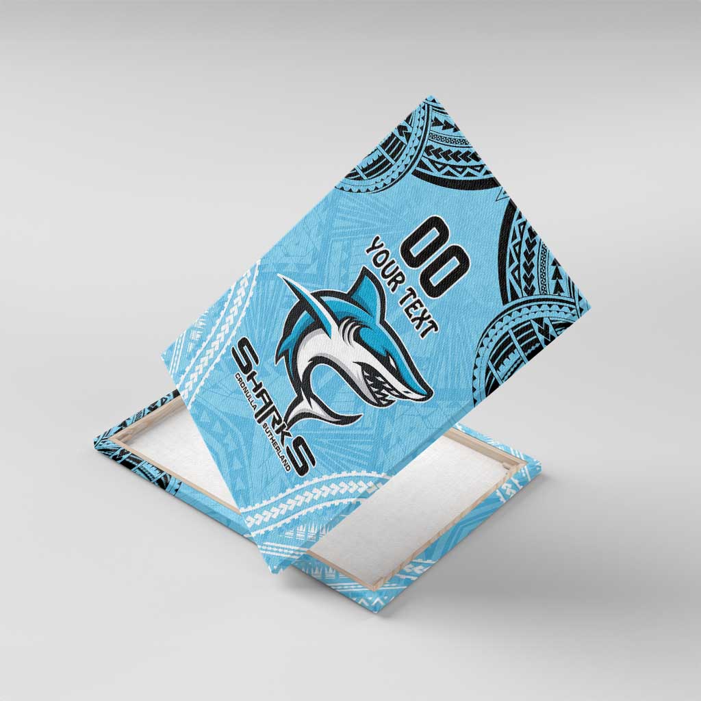 Sharks Rugby Custom Canvas Wall Art With Polynesian Style