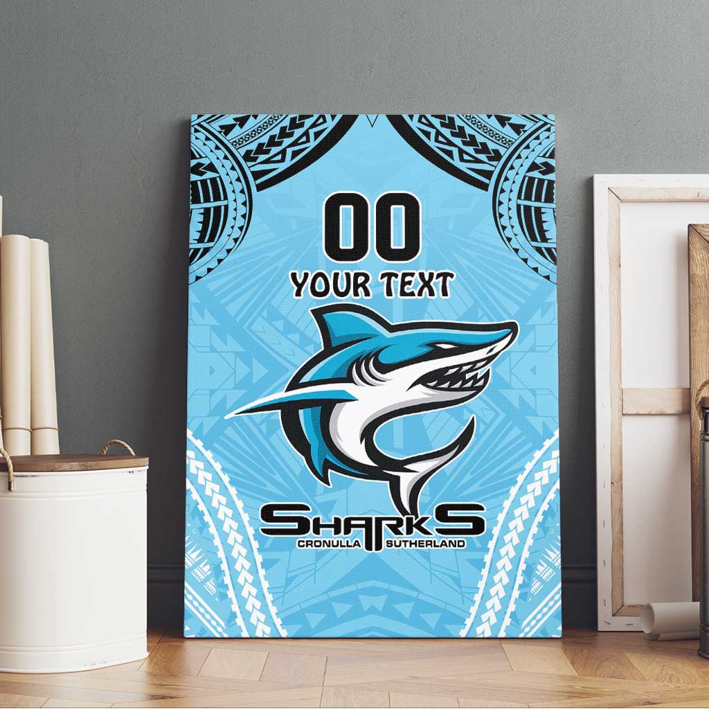 Sharks Rugby Custom Canvas Wall Art With Polynesian Style