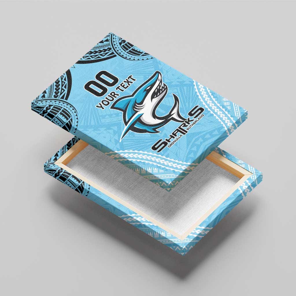 Sharks Rugby Custom Canvas Wall Art With Polynesian Style