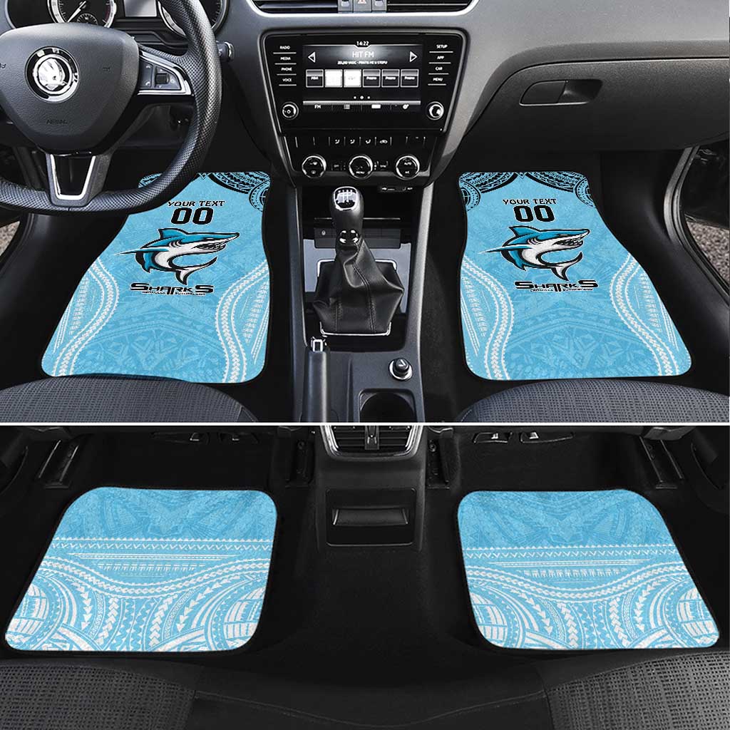 Sharks Rugby Custom Car Mats With Polynesian Style