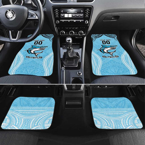 Sharks Rugby Custom Car Mats With Polynesian Style