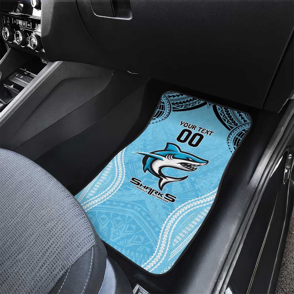 Sharks Rugby Custom Car Mats With Polynesian Style