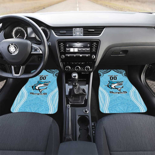 Sharks Rugby Custom Car Mats With Polynesian Style