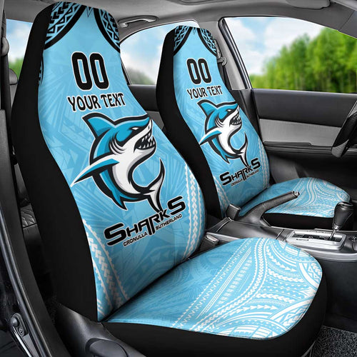 Sharks Rugby Custom Car Seat Cover With Polynesian Style
