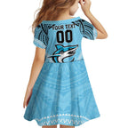 Sharks Rugby Custom Family Matching Long Sleeve Bodycon Dress and Hawaiian Shirt With Polynesian Style
