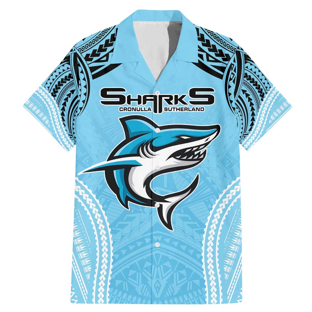Sharks Rugby Custom Family Matching Mermaid Dress and Hawaiian Shirt With Polynesian Style