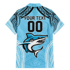 Sharks Rugby Custom Family Matching Mermaid Dress and Hawaiian Shirt With Polynesian Style