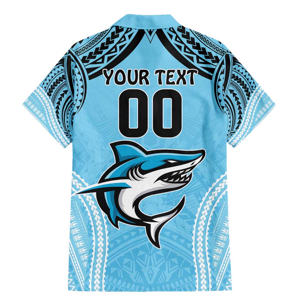 Sharks Rugby Custom Family Matching Mermaid Dress and Hawaiian Shirt With Polynesian Style