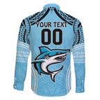 Sharks Rugby Custom Family Matching Summer Maxi Dress and Hawaiian Shirt With Polynesian Style