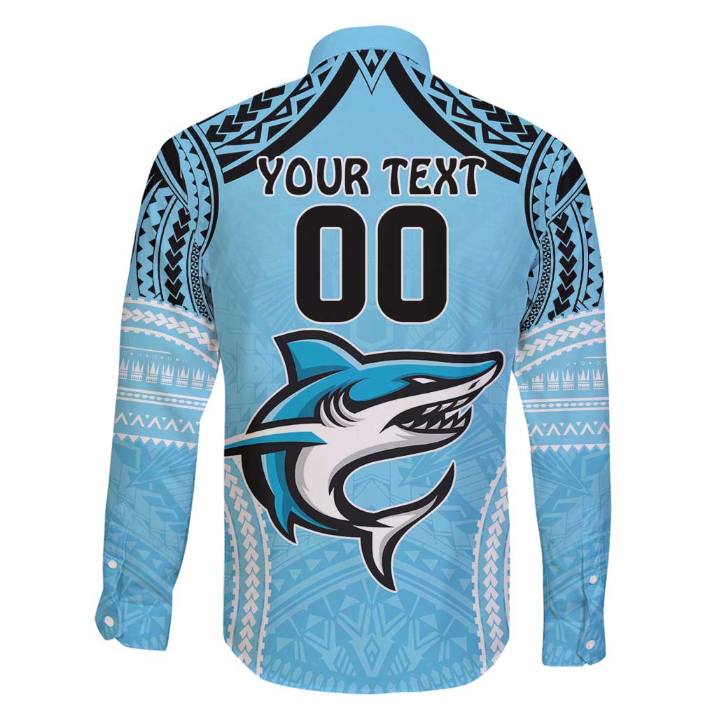 Sharks Rugby Custom Family Matching Summer Maxi Dress and Hawaiian Shirt With Polynesian Style