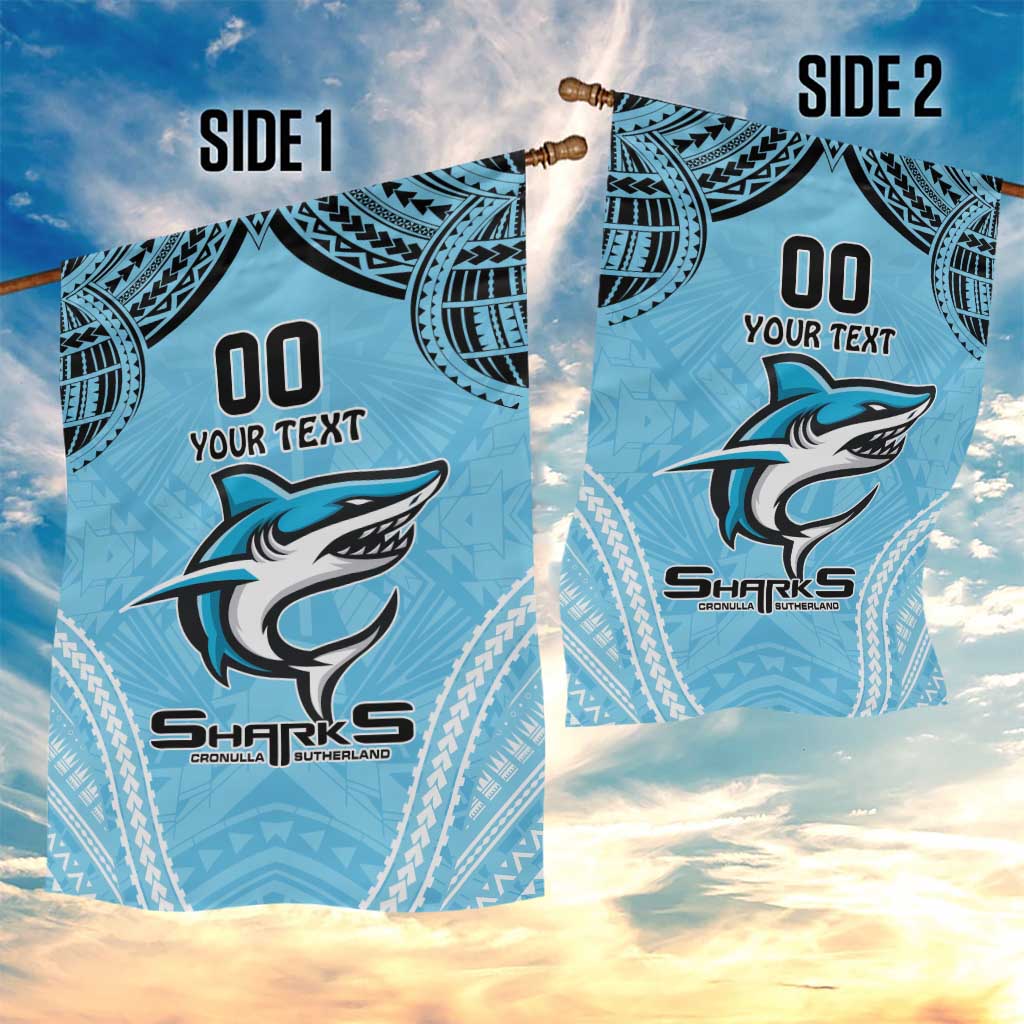 Sharks Rugby Custom Garden Flag With Polynesian Style
