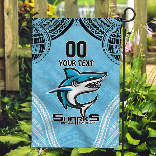 Sharks Rugby Custom Garden Flag With Polynesian Style