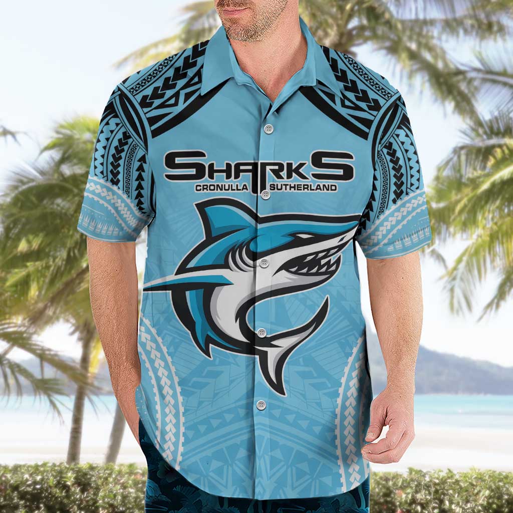 Sharks Rugby Custom Hawaiian Shirt With Polynesian Style