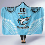 Sharks Rugby Custom Hooded Blanket With Polynesian Style