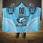 Sharks Rugby Custom Hooded Blanket With Polynesian Style