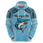 Sharks Rugby Custom Hoodie With Polynesian Style