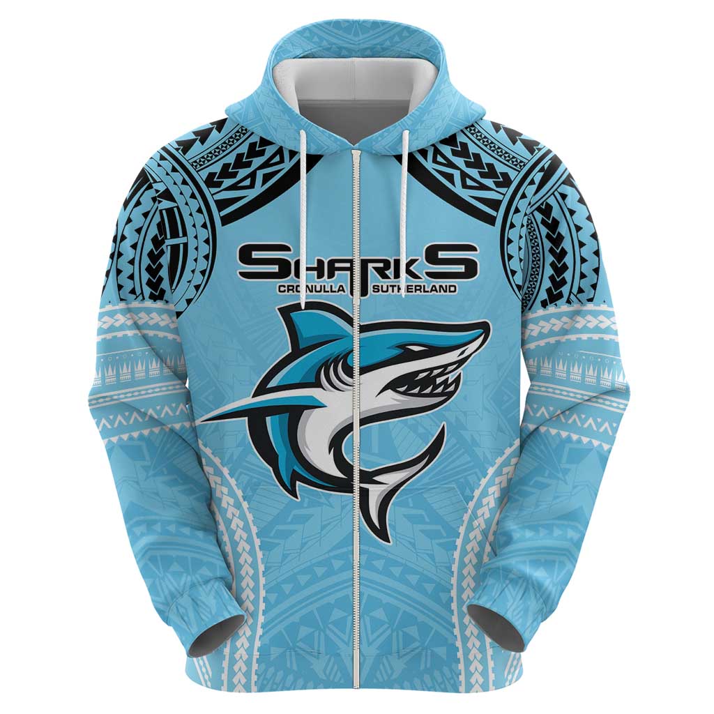 Sharks Rugby Custom Hoodie With Polynesian Style