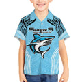 Sharks Rugby Custom Kid Hawaiian Shirt With Polynesian Style
