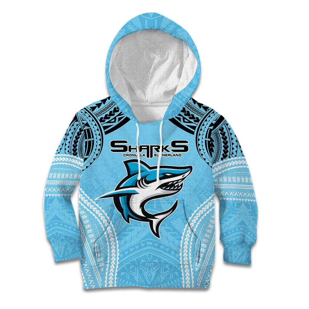 Sharks Rugby Custom Kid Hoodie With Polynesian Style