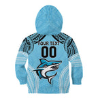 Sharks Rugby Custom Kid Hoodie With Polynesian Style