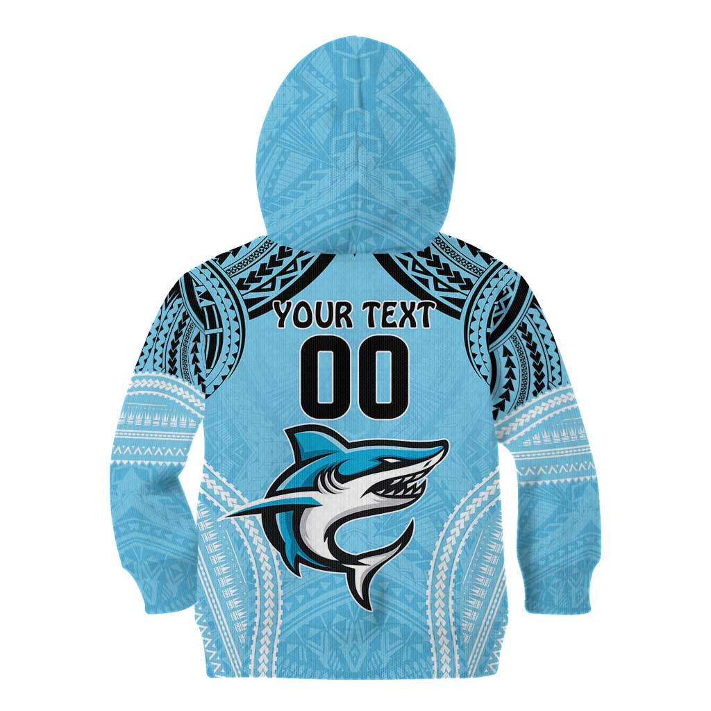 Sharks Rugby Custom Kid Hoodie With Polynesian Style
