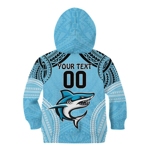 Sharks Rugby Custom Kid Hoodie With Polynesian Style