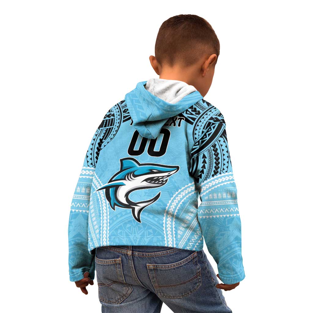 Sharks Rugby Custom Kid Hoodie With Polynesian Style