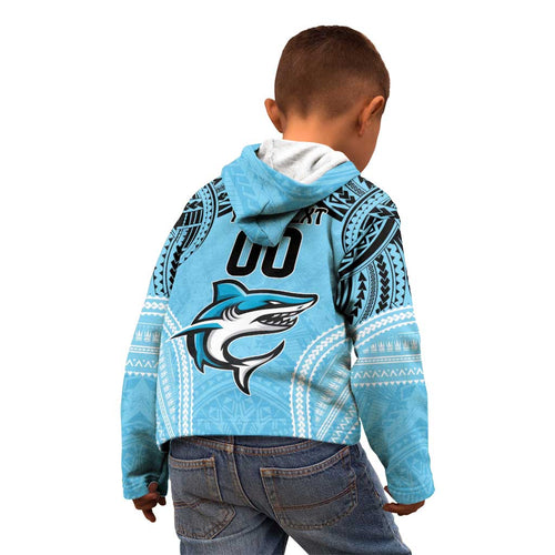 Sharks Rugby Custom Kid Hoodie With Polynesian Style