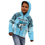 Sharks Rugby Custom Kid Hoodie With Polynesian Style