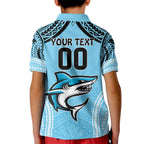 Sharks Rugby Custom Kid Polo Shirt With Polynesian Style