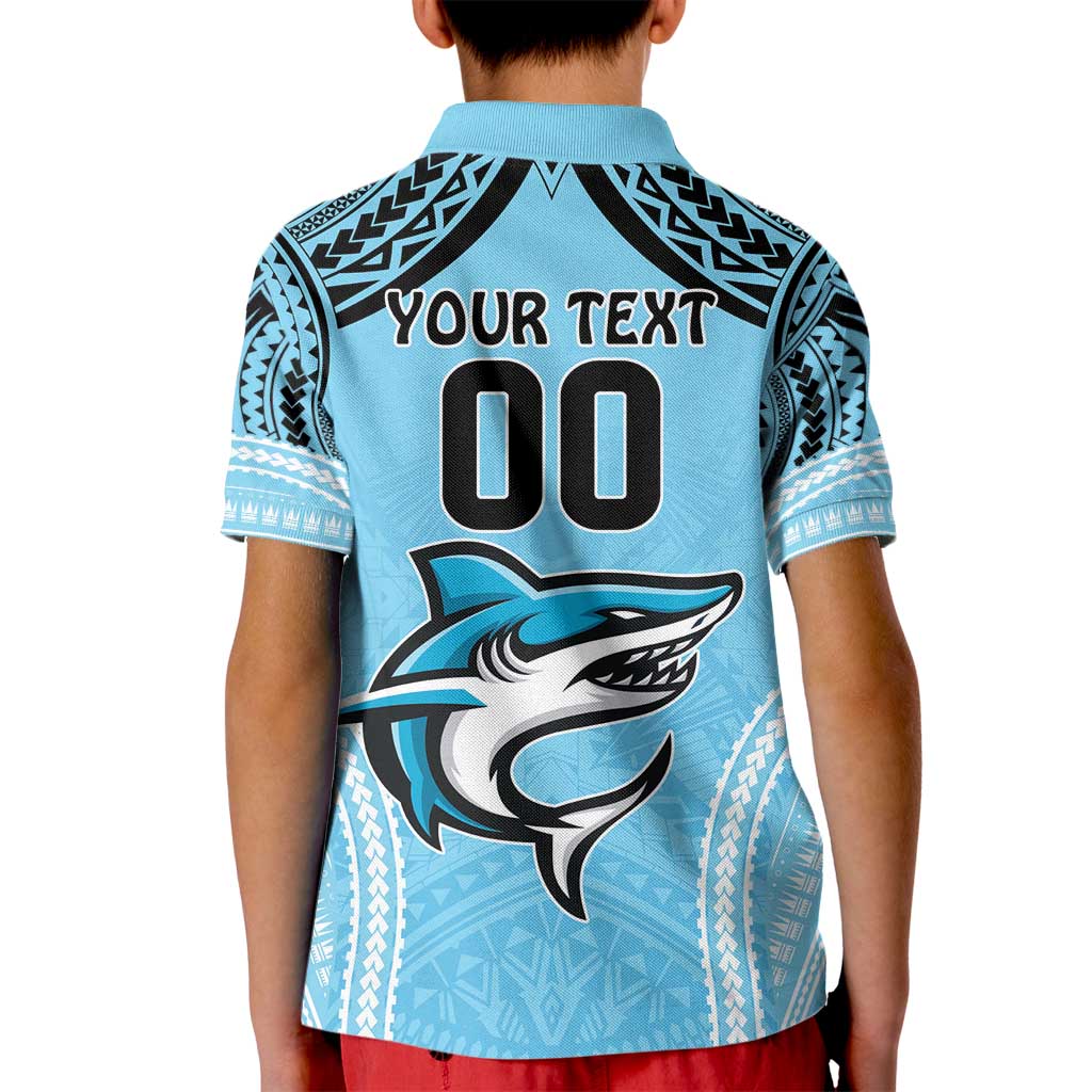 Sharks Rugby Custom Kid Polo Shirt With Polynesian Style
