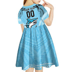 Sharks Rugby Custom Kid Short Sleeve Dress With Polynesian Style