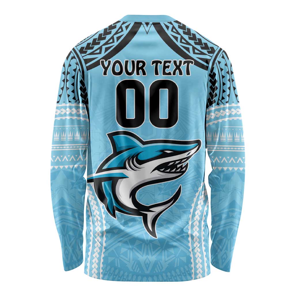 Sharks Rugby Custom Long Sleeve Shirt With Polynesian Style