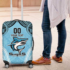 Sharks Rugby Custom Luggage Cover With Polynesian Style