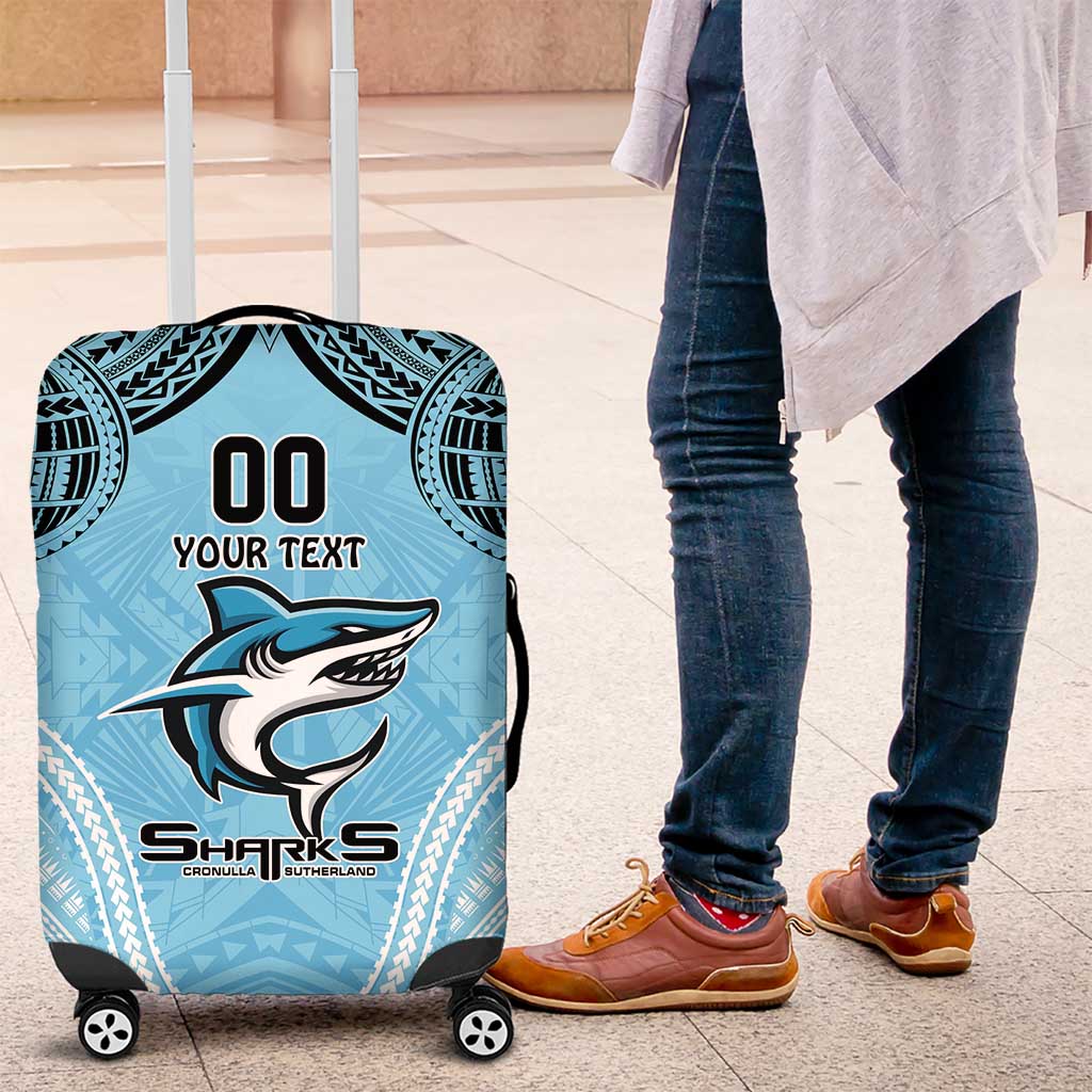 Sharks Rugby Custom Luggage Cover With Polynesian Style