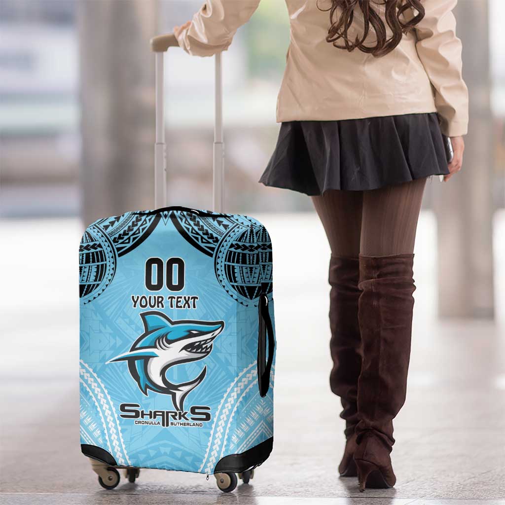 Sharks Rugby Custom Luggage Cover With Polynesian Style