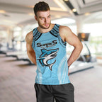 Sharks Rugby Custom Men Tank Top With Polynesian Style