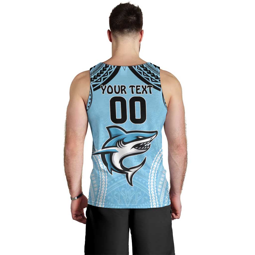 Sharks Rugby Custom Men Tank Top With Polynesian Style