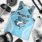 Sharks Rugby Custom Men Tank Top With Polynesian Style