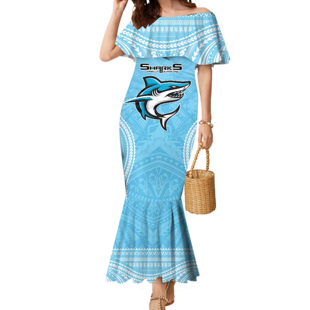 Sharks Rugby Custom Mermaid Dress With Polynesian Style
