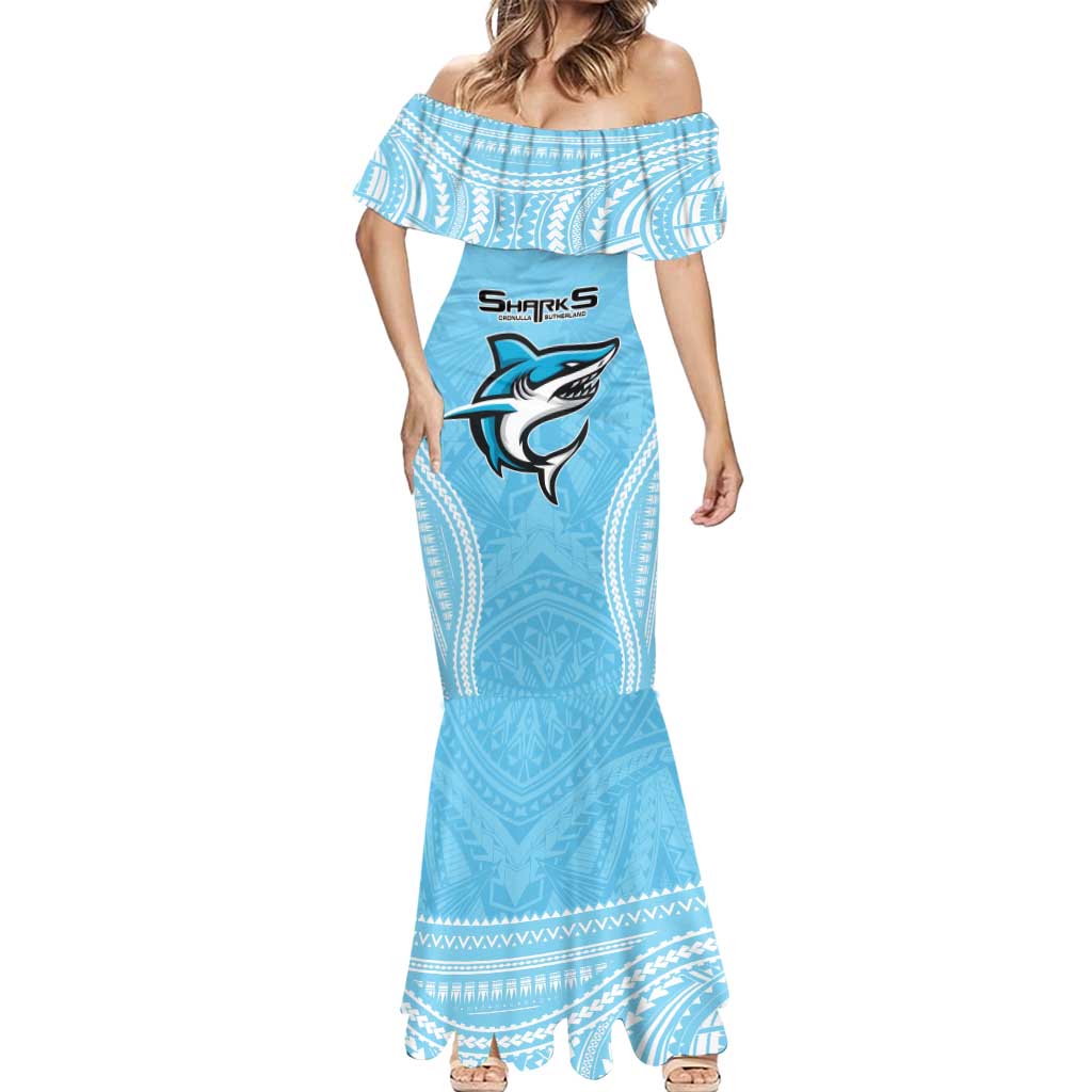 Sharks Rugby Custom Mermaid Dress With Polynesian Style