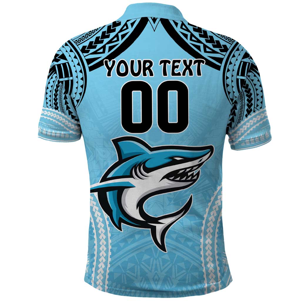 Sharks Rugby Custom Polo Shirt With Polynesian Style