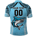 Sharks Rugby Custom Polo Shirt With Polynesian Style