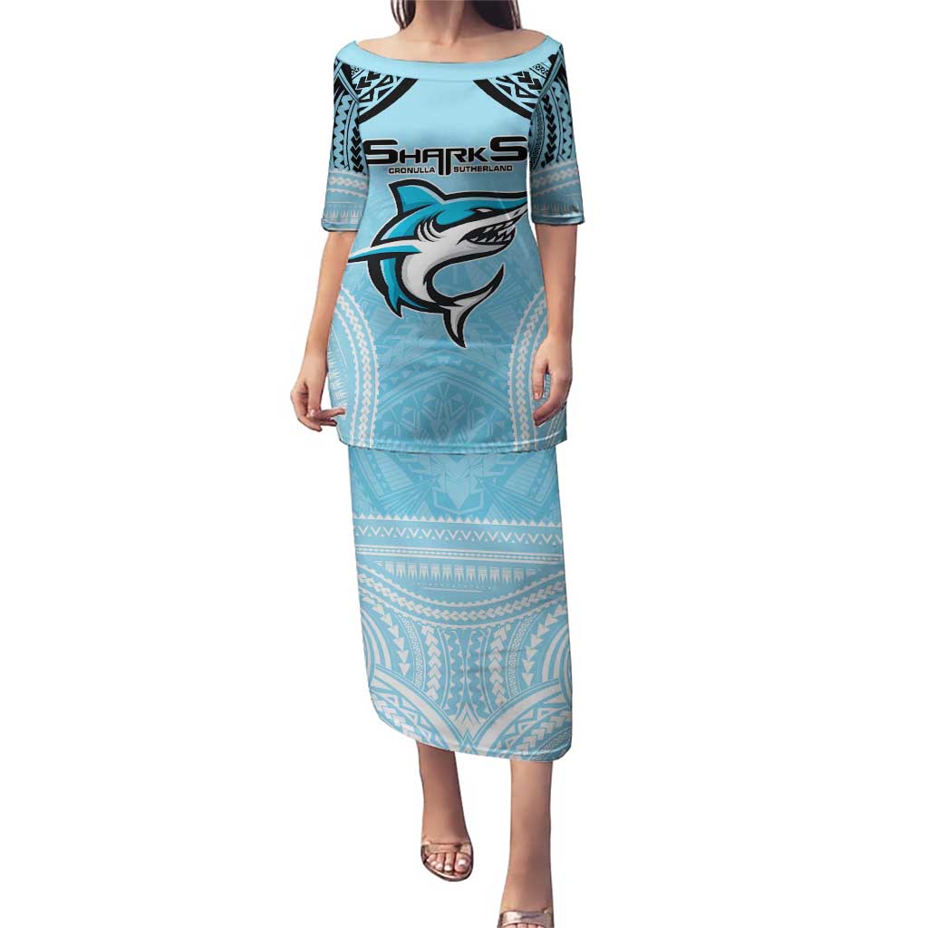 Sharks Rugby Custom Puletasi With Polynesian Style