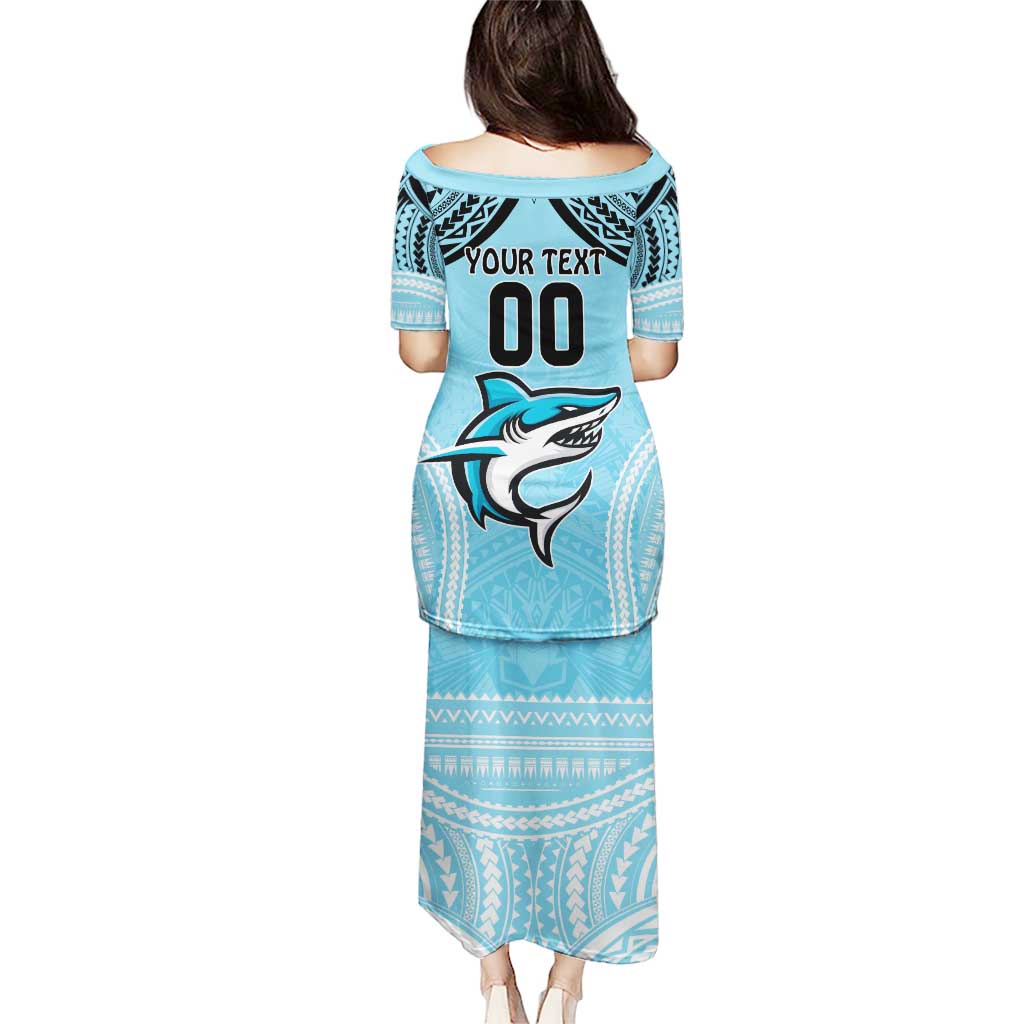 Sharks Rugby Custom Puletasi With Polynesian Style