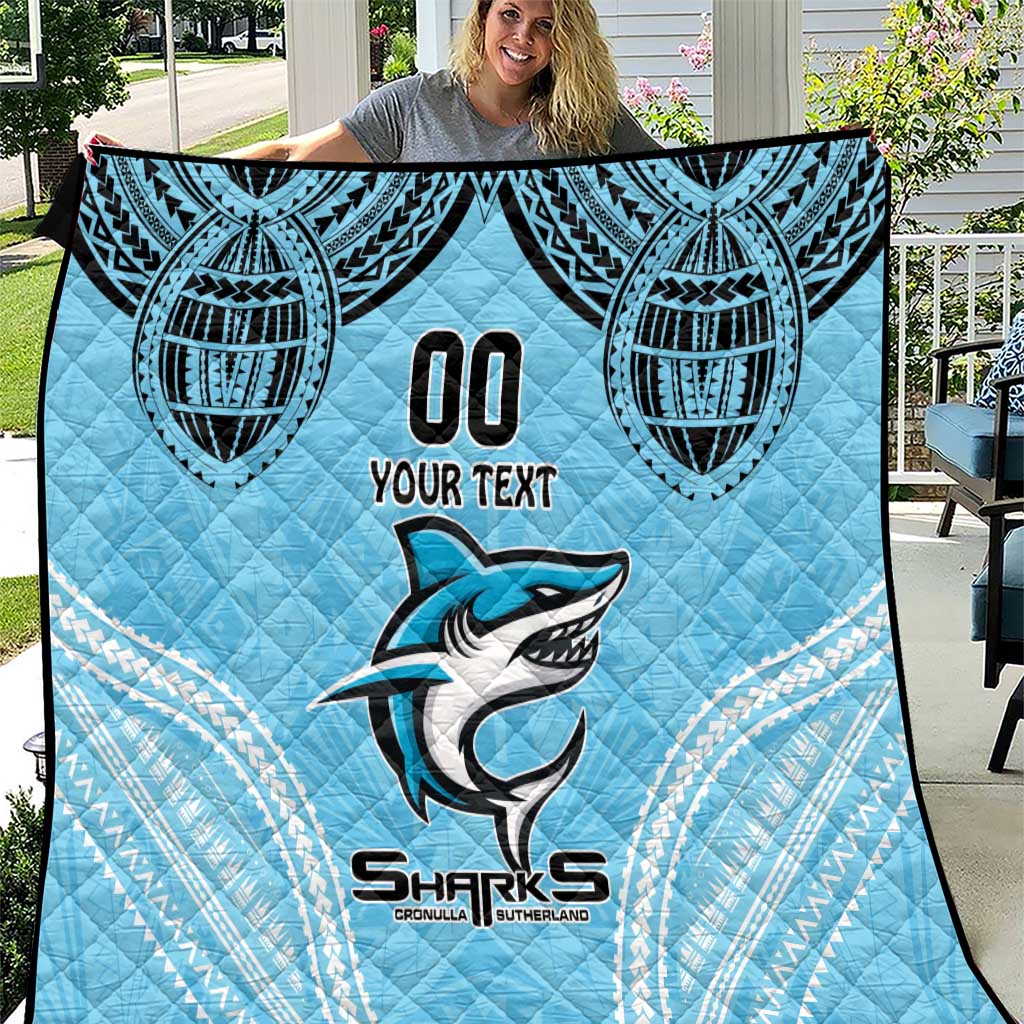 Sharks Rugby Custom Quilt With Polynesian Style