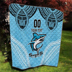 Sharks Rugby Custom Quilt With Polynesian Style