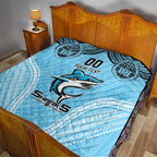 Sharks Rugby Custom Quilt With Polynesian Style